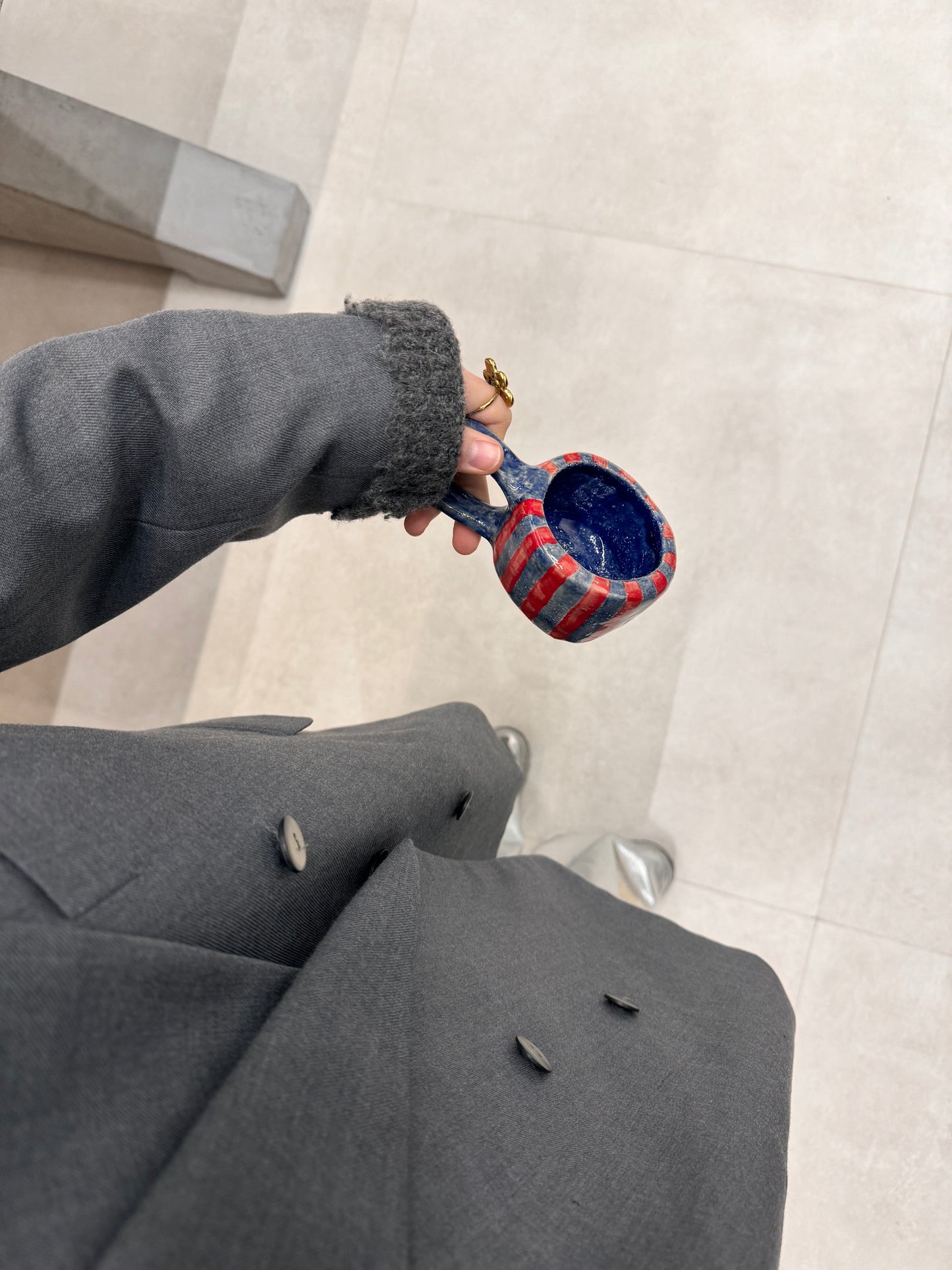 SMALL STRIPED BLUE X RED CERAMICS MUG