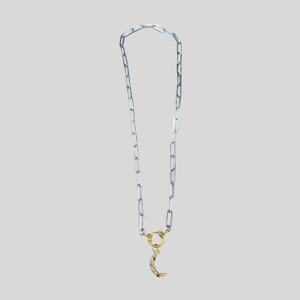 SILVER CHAINED MOON necklace