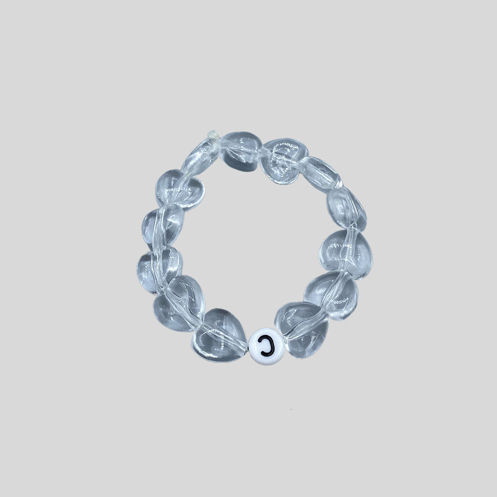 TRANSPARANT HEARTS INITIAL kids bracelet