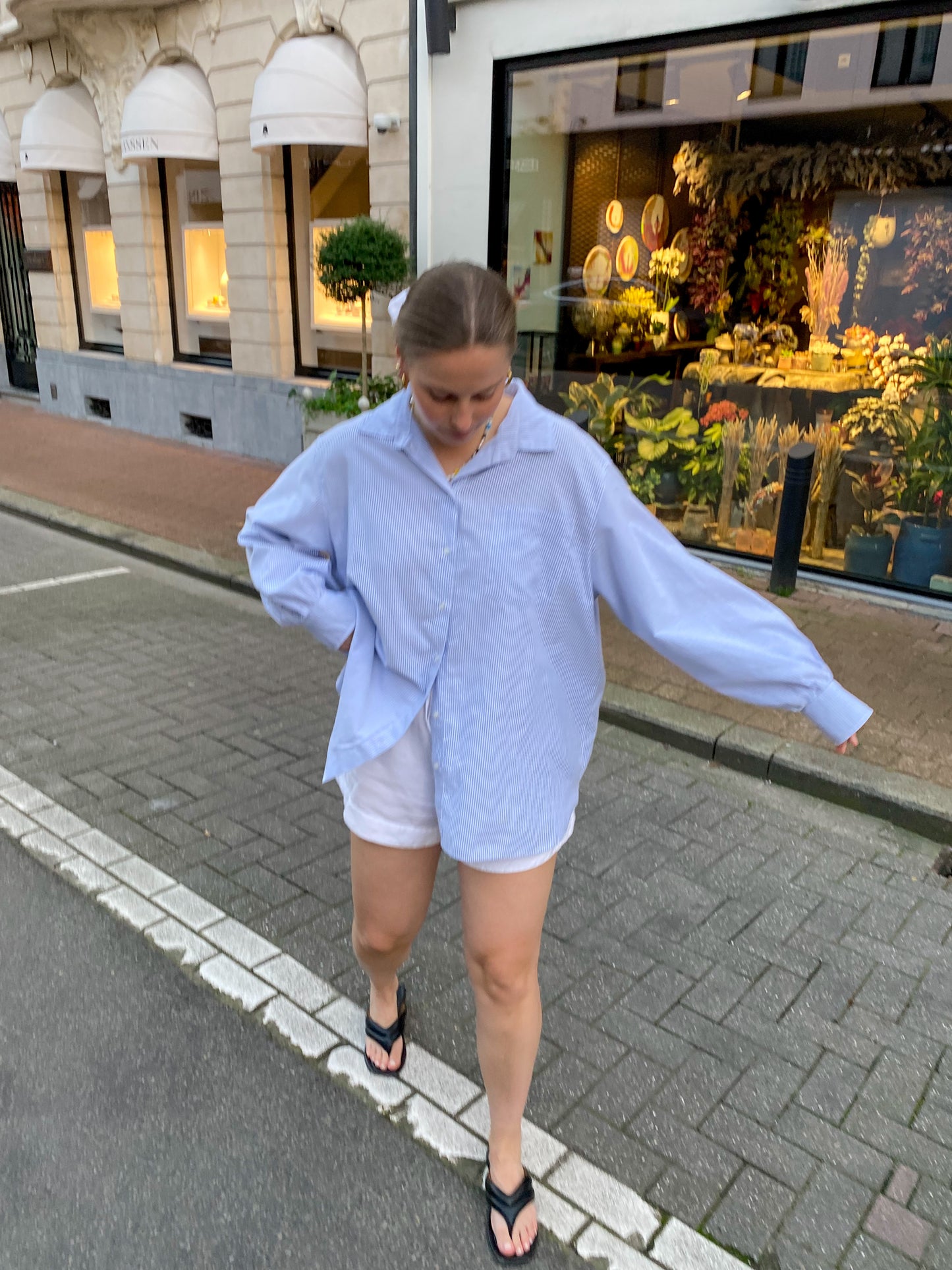 OVERSIZED STRIPED SHIRT blue
