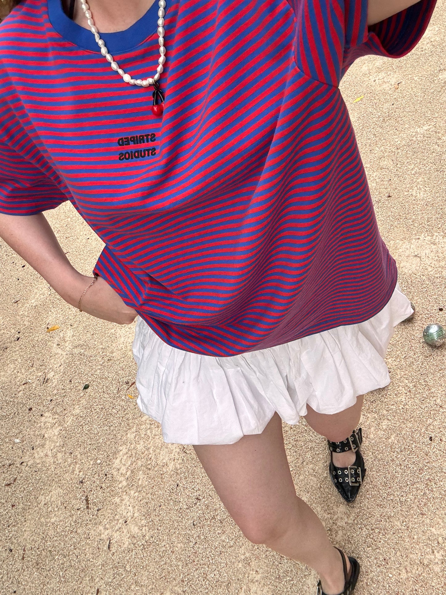 BLUE & RED STRIPED T-SHIRT