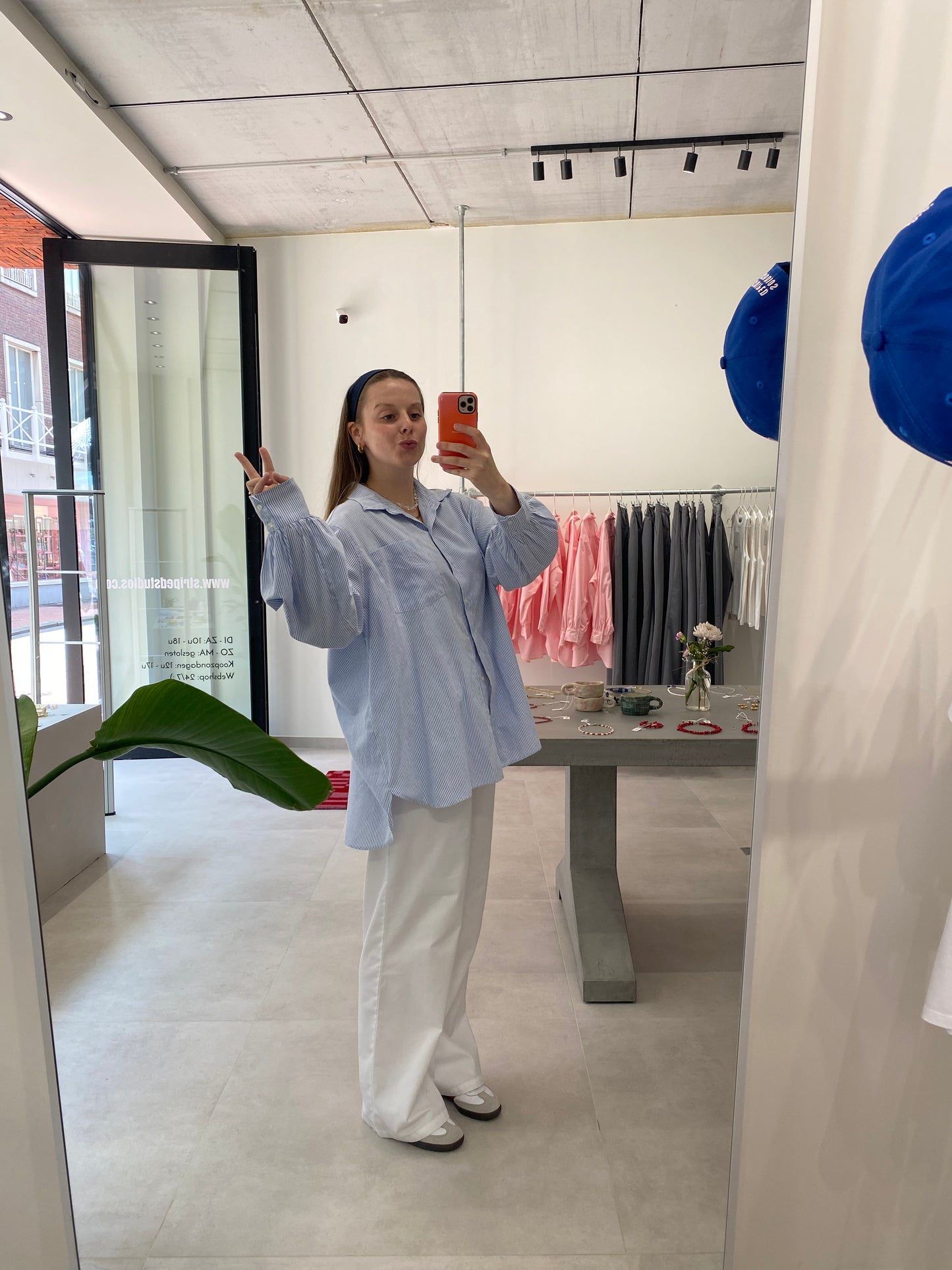 OVERSIZED STRIPED SHIRT blue