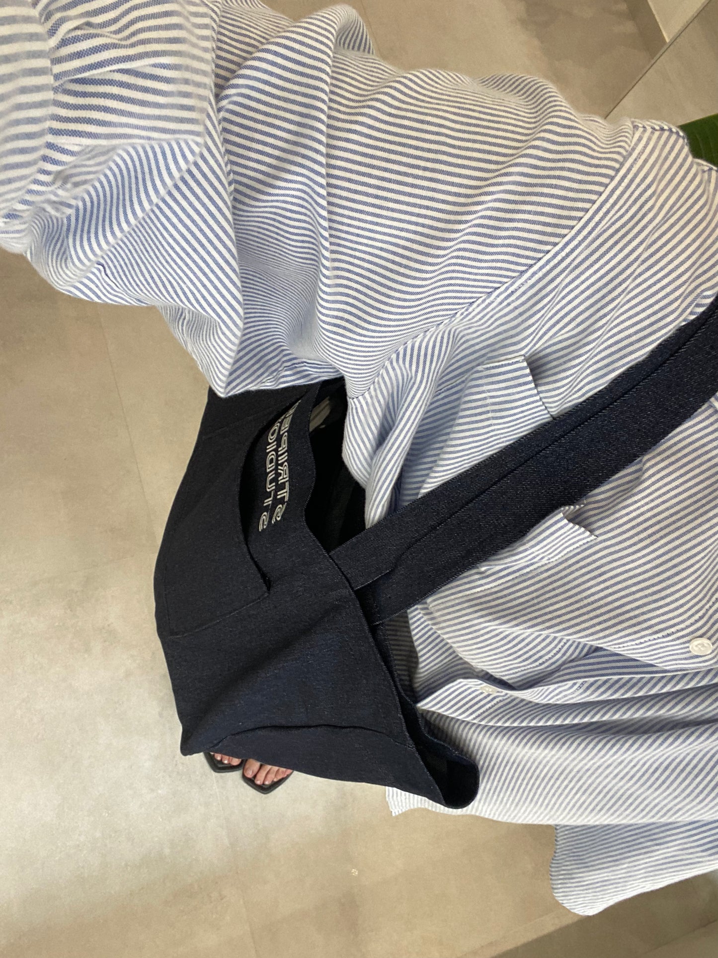OVERSIZED STRIPED SHIRT blue
