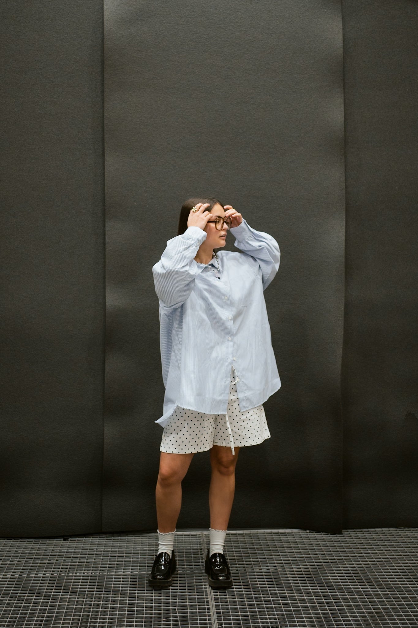 OVERSIZED STRIPED SHIRT blue