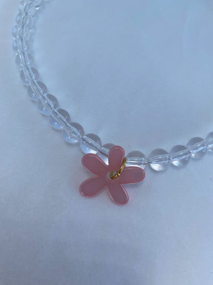 TRANSPARANT BEADS X FLOWER necklace