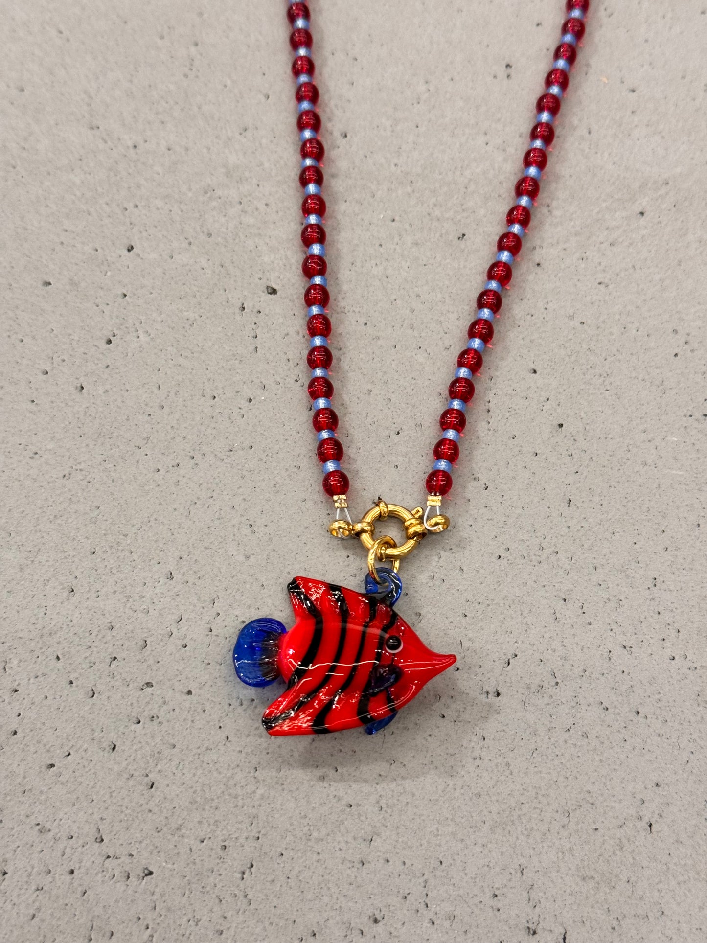 RED/BLUE FISH NECKLACE