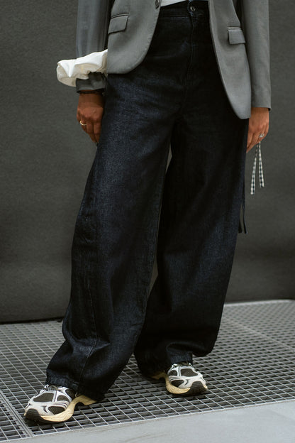 DRAWSTRING BARREL JEANS