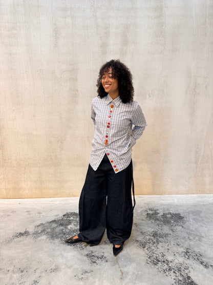“BOLD BUTTONS,, upcycled shirt