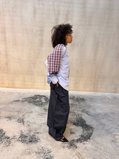 “DETACHABLE SLEEVE,, upcycled shirt