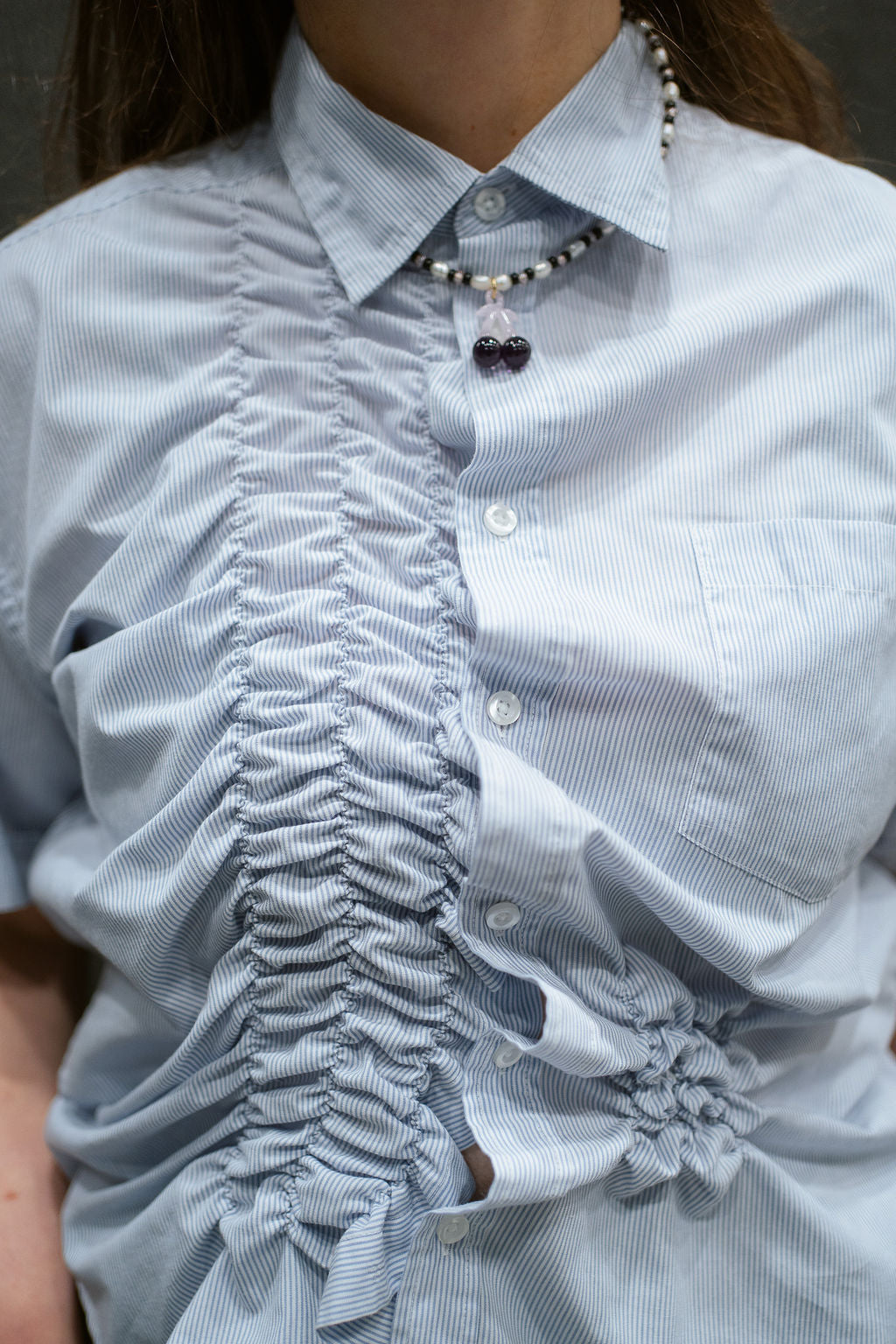 “SCRUNCHED,, upcycled shirt