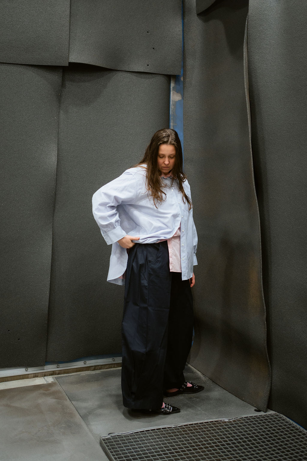 OVERSIZED STRIPED SHIRT blue