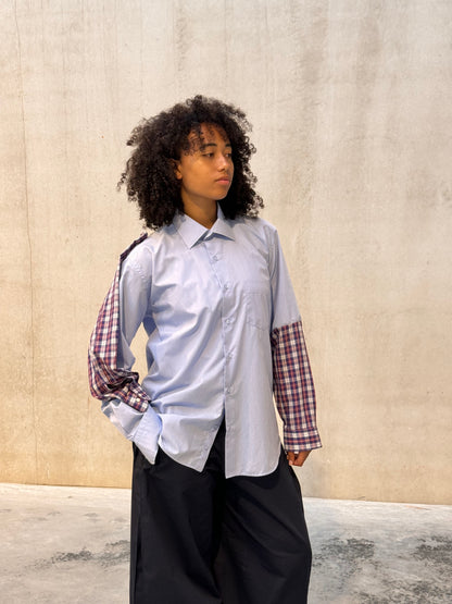 “DETACHABLE SLEEVE,, upcycled shirt
