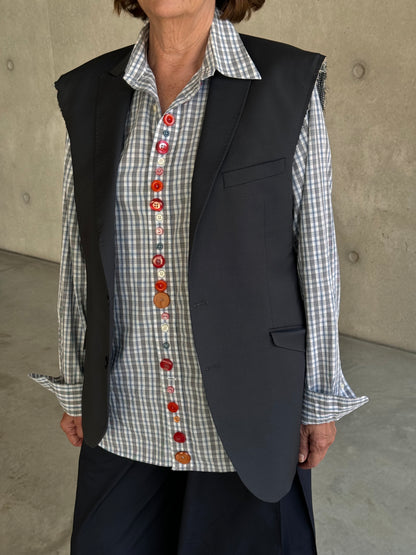 “BOLD BUTTONS,, upcycled shirt