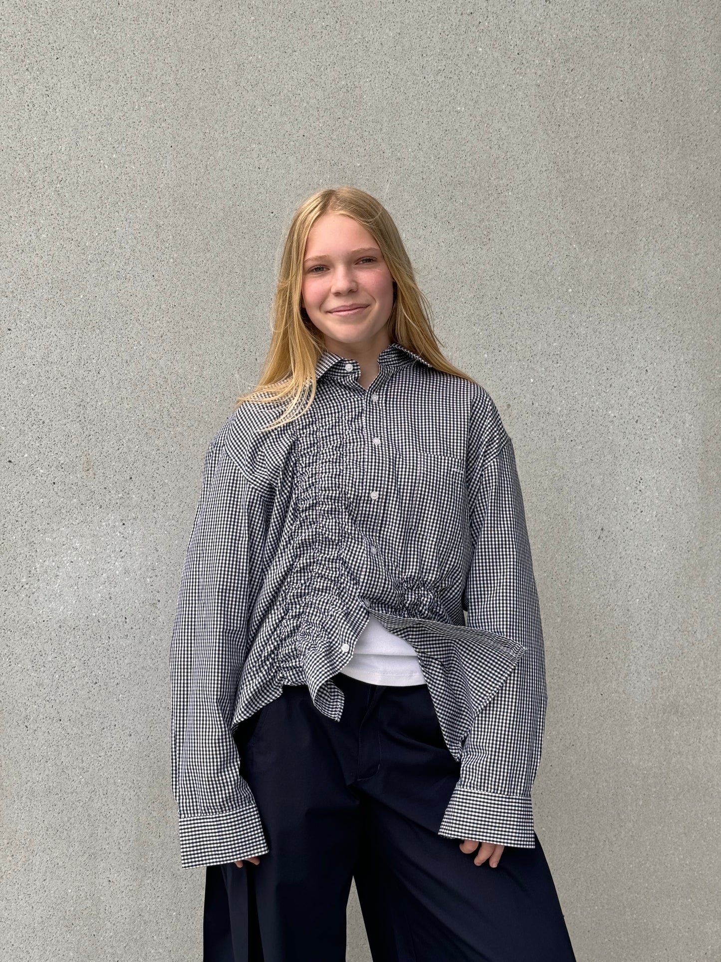 “SCRUNCHED,, upcycled shirt