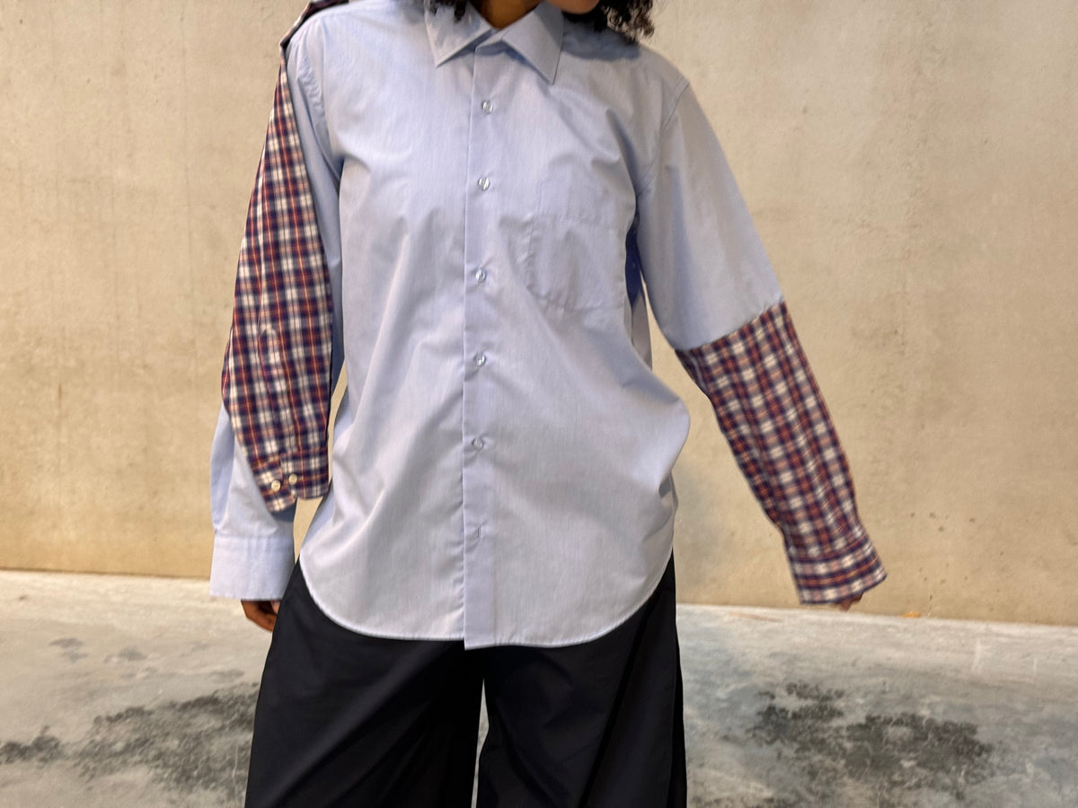 “DETACHABLE SLEEVE,, upcycled shirt