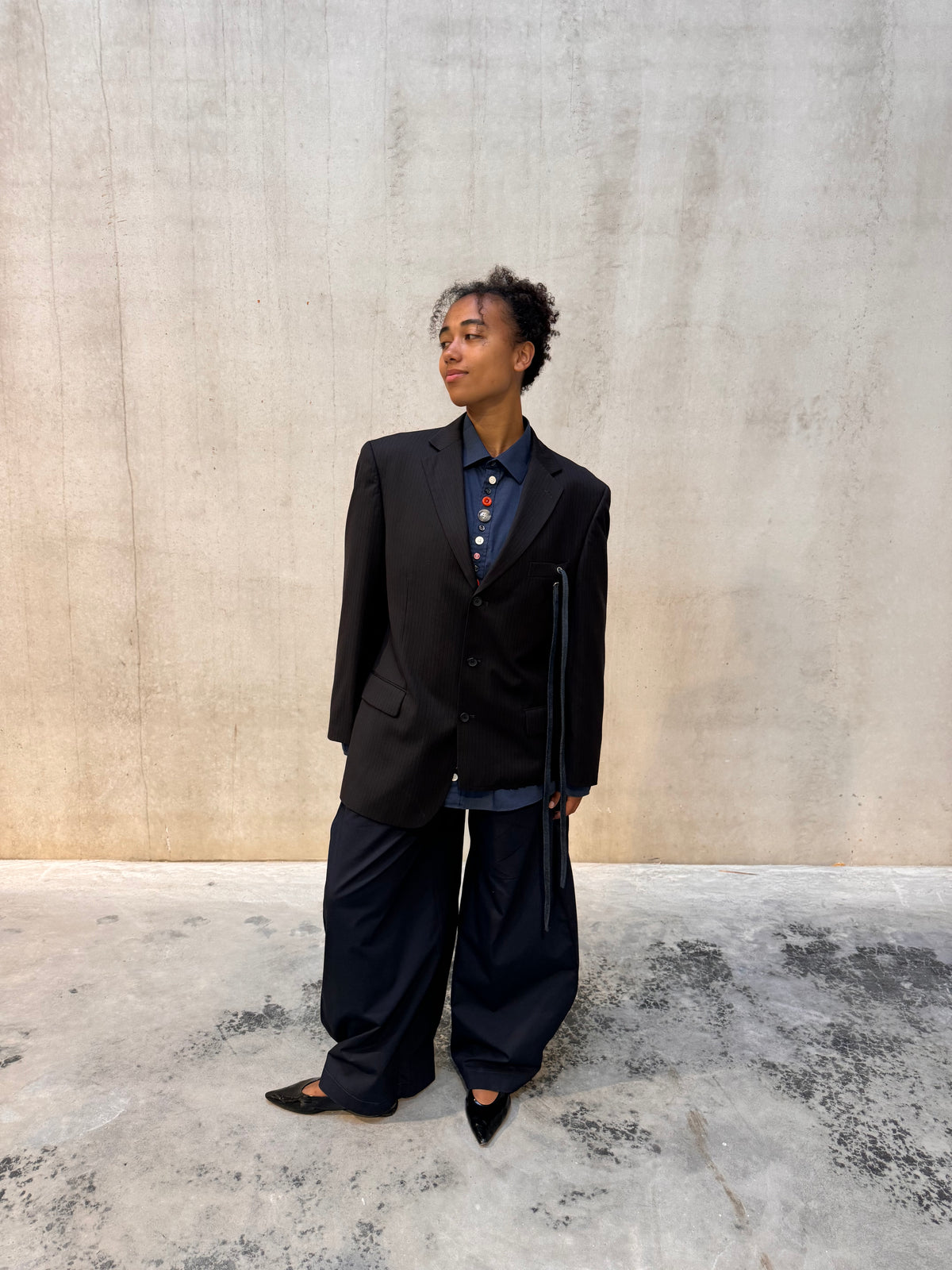 “DRAWSTRING,, upcycled blazer