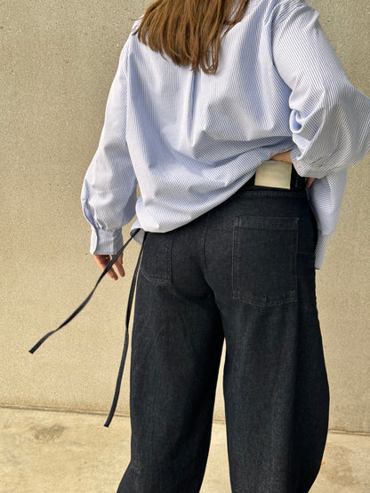 DRAWSTRING BARREL JEANS