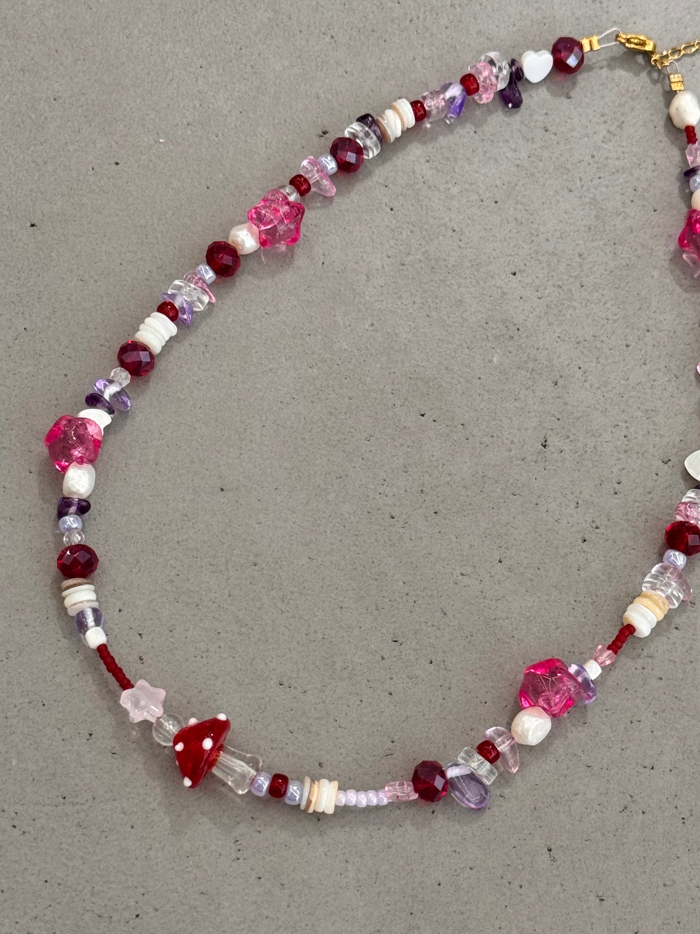 FUNKY PINK MUSHROOM necklace