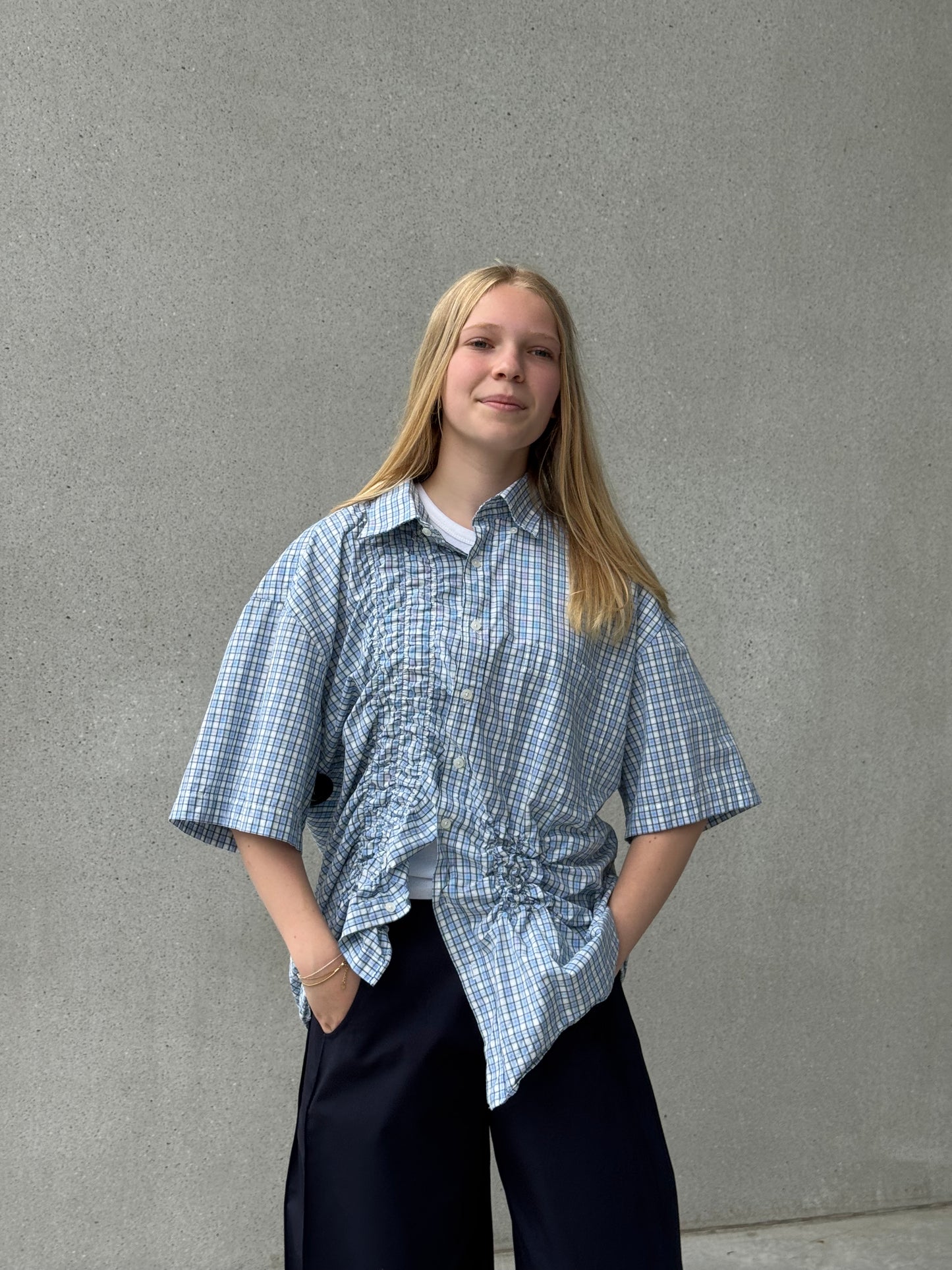 “SCRUNCHED,, upcycled shirt