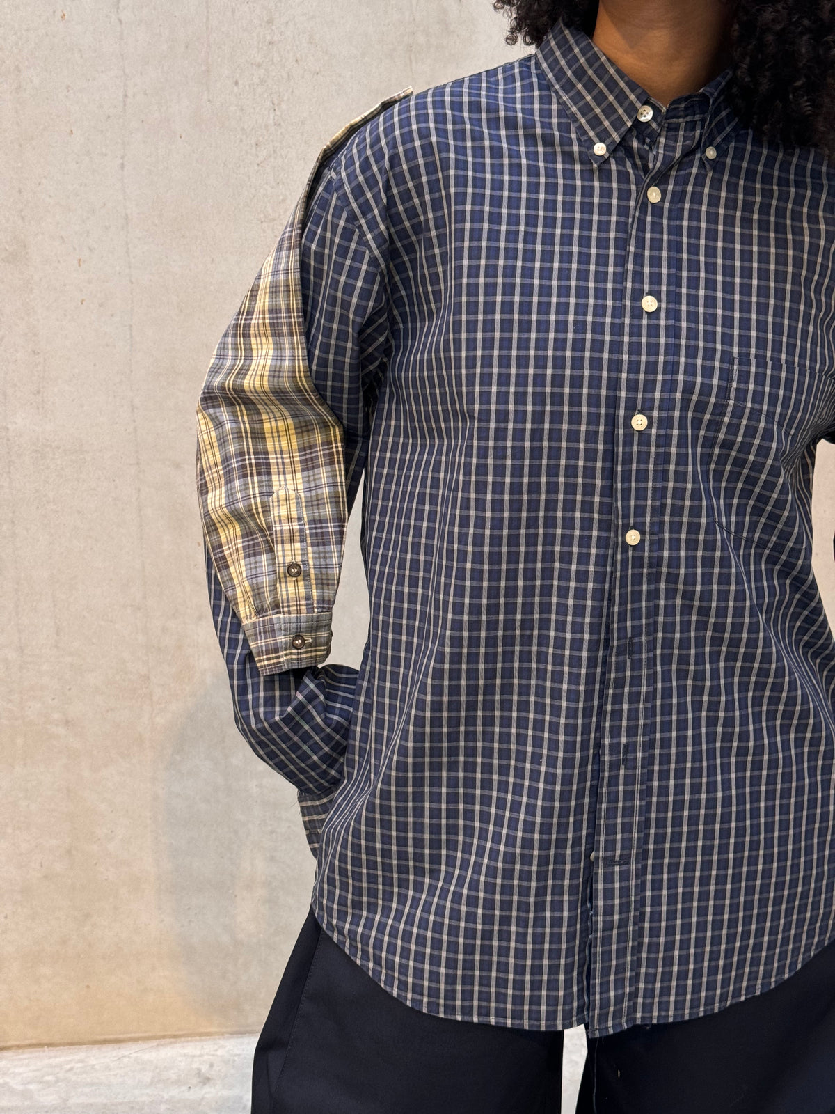 “DETACHABLE SLEEVE,, upcycled shirt