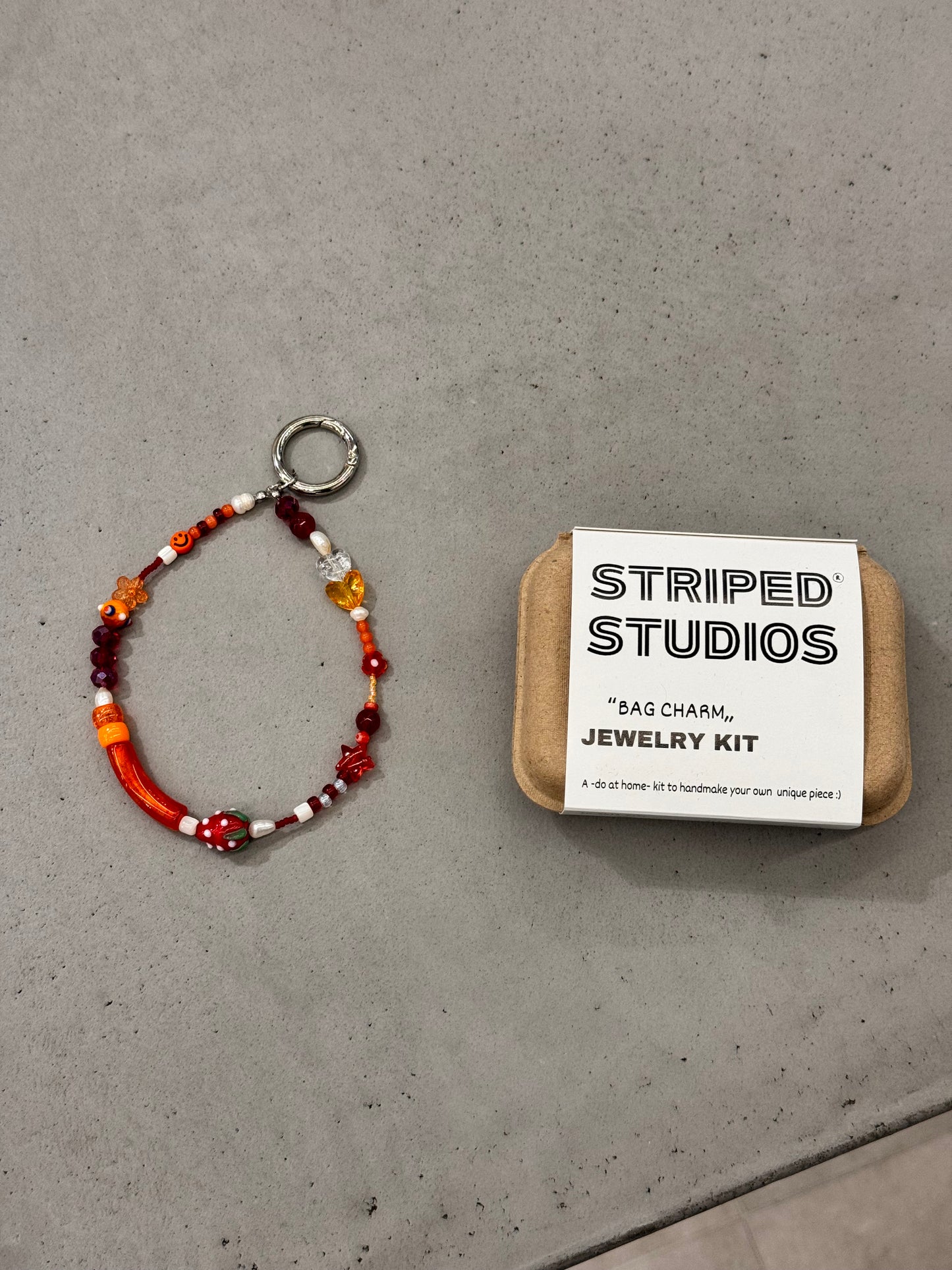 “STRAWBERRY HEARTS,, small bag charm/ keychain