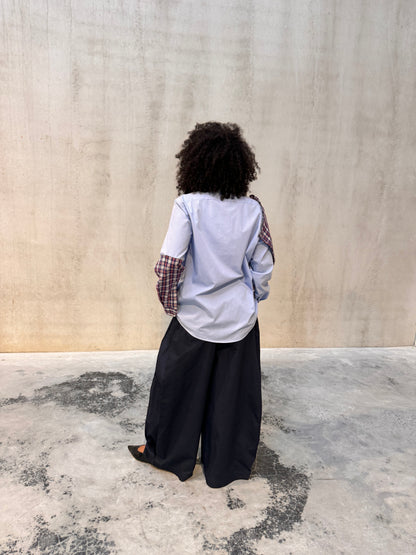 “DETACHABLE SLEEVE,, upcycled shirt