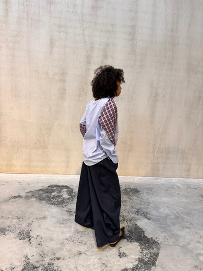 “DETACHABLE SLEEVE,, upcycled shirt