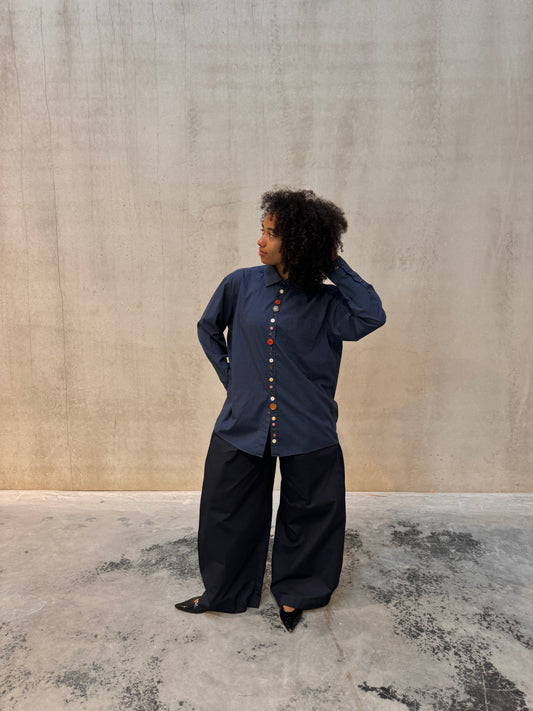 “BOLD BUTTONS,, upcycled shirt