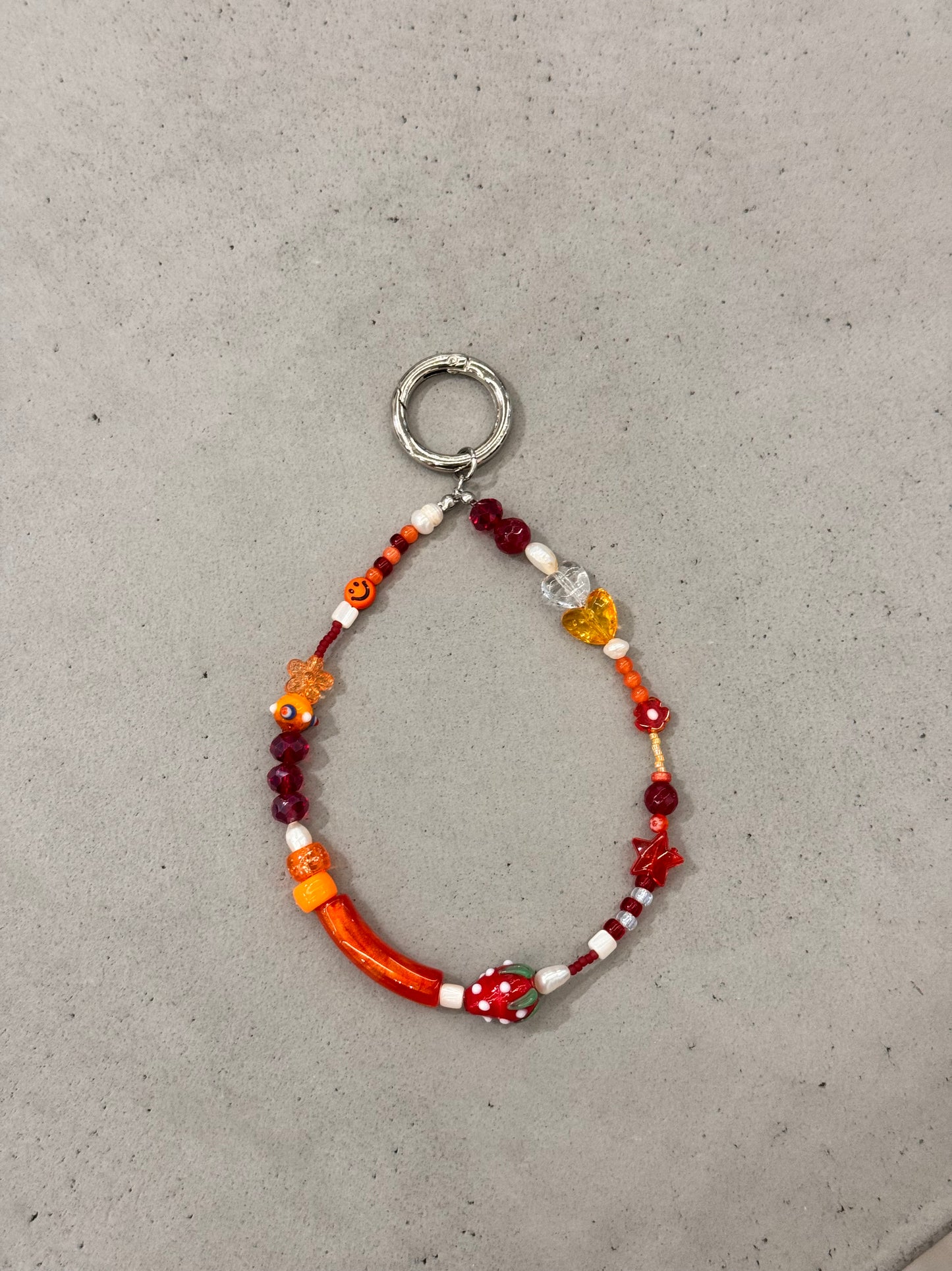 “STRAWBERRY HEARTS,, small bag charm/ keychain