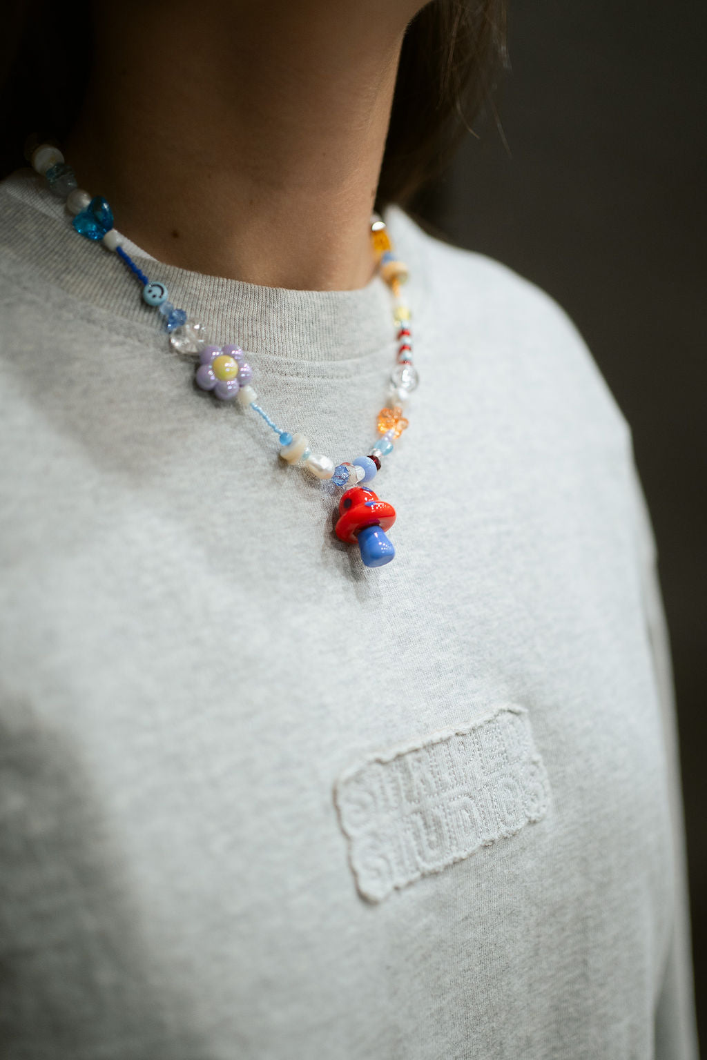 CHUNKY RAINBOW MUSHROOM necklace