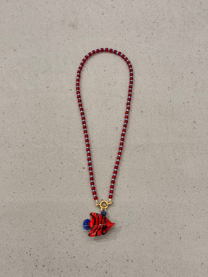 RED/BLUE FISH NECKLACE