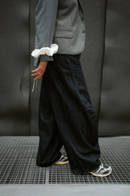 DRAWSTRING BARREL JEANS