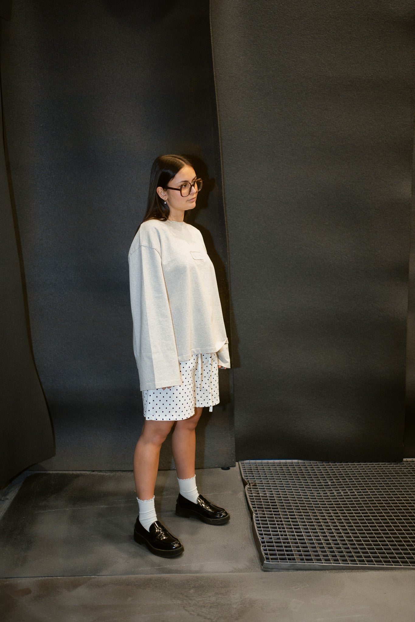 LOGO PATCH GREY WIDE long sleeve