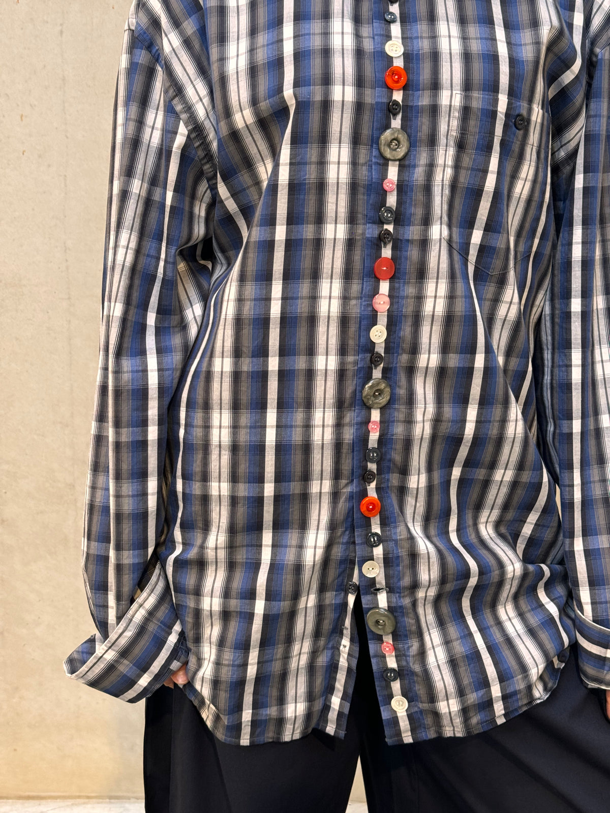 “BOLD BUTTONS,, upcycled shirt