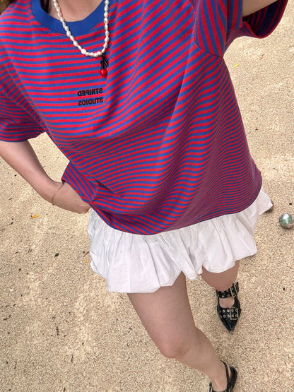 BLUE & RED STRIPED T-SHIRT