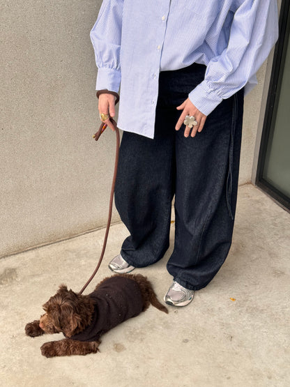 DRAWSTRING BARREL JEANS