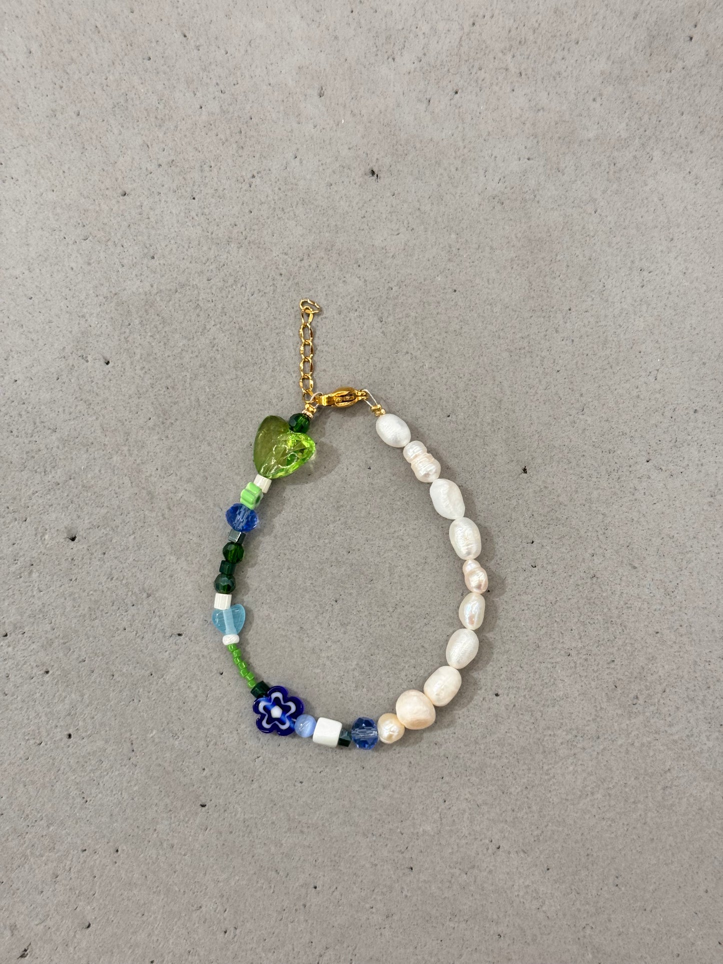 “GREEN HEART BRACELET ,,jewelry kit,,