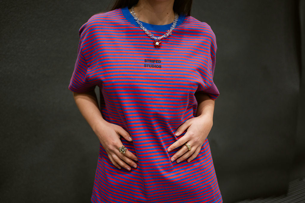 BLUE & RED STRIPED T-SHIRT