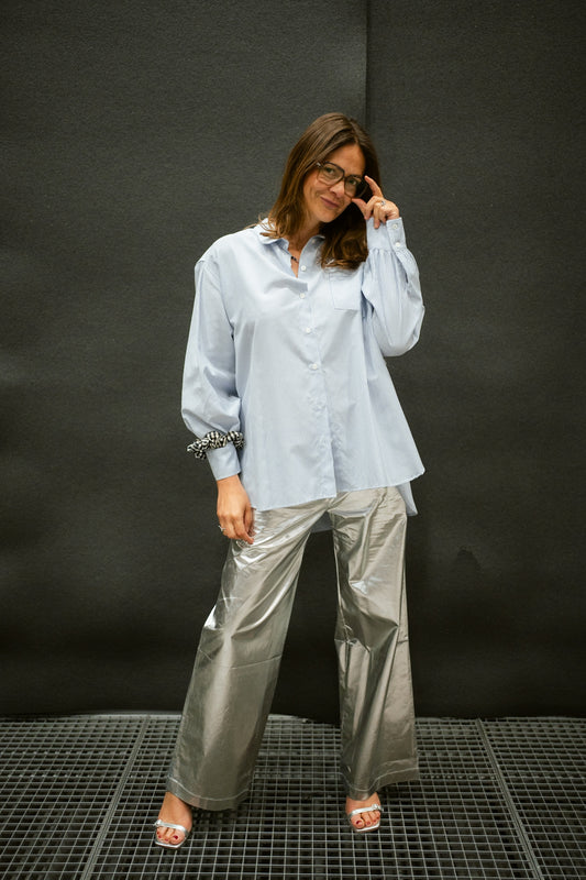 OVERSIZED STRIPED SHIRT blue