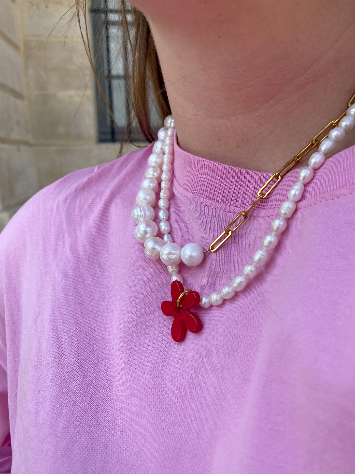 DARK PINK FLOWER necklace